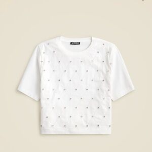 J. Crew Cropped Lattice Embellished T-Shirt